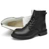 Fashion Men Winter Shoes Formal Dress Boots Black Motorcycle Boots Warm Oxford Ankle Men's Boots Genuine Leather High Quality Big Siz 50