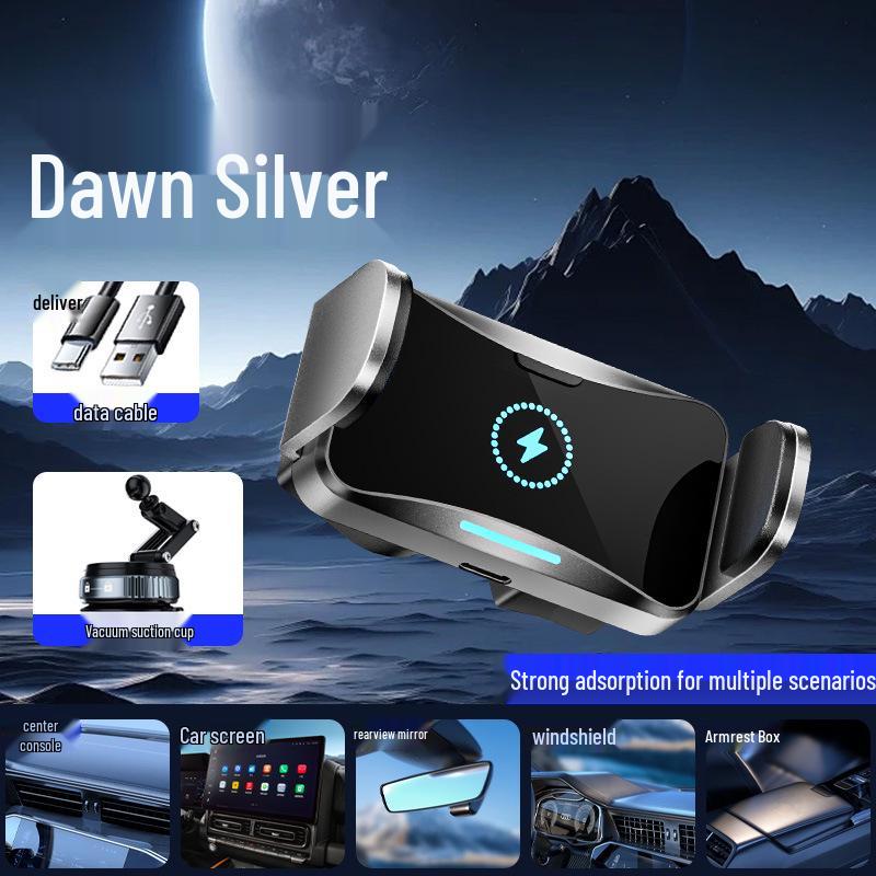 Car Wireless Fast Charger & Shockproof Phone Holder with Automatic Clamping