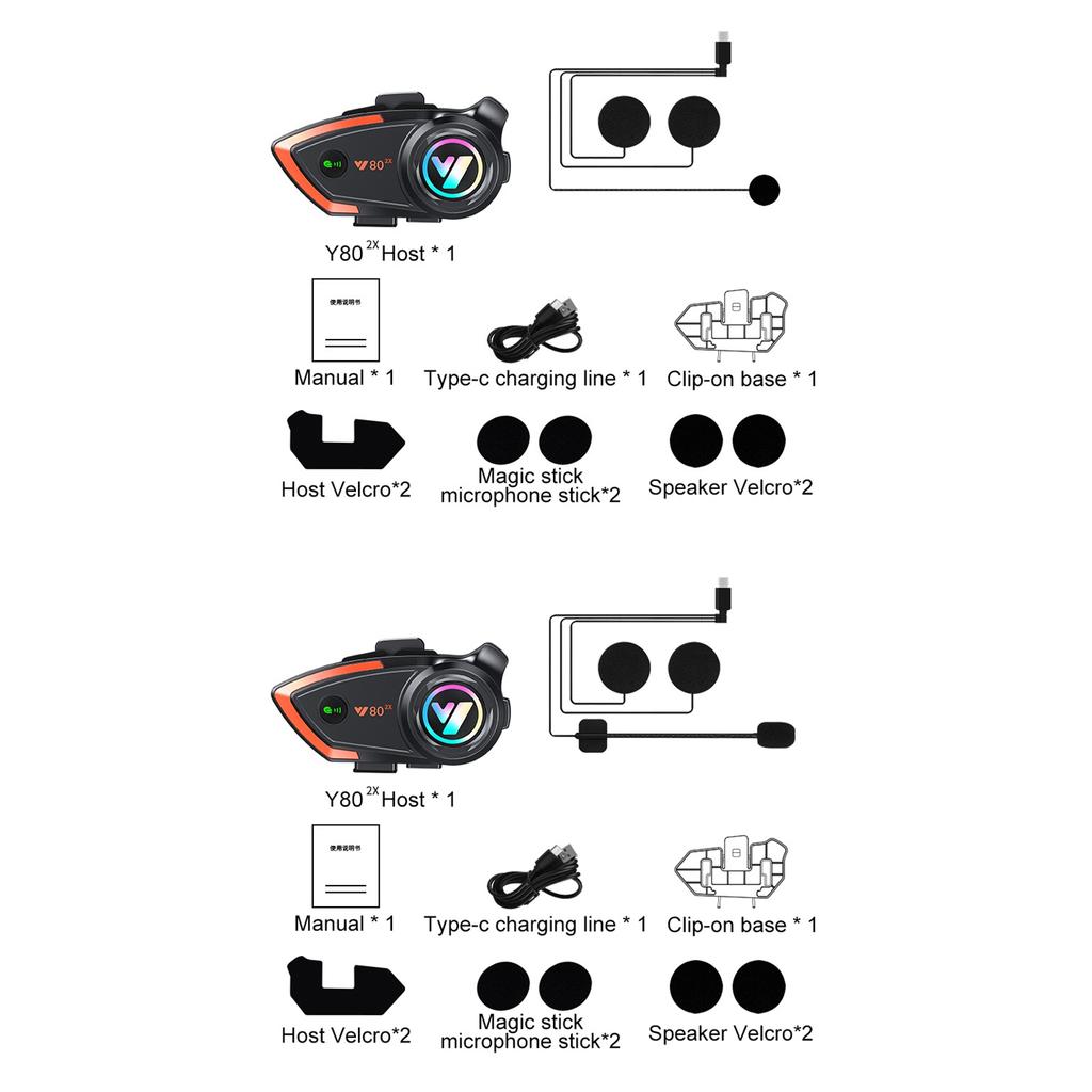 800m Range Motorcycle Helmet Headset Bluetoothcompatible5.3 Headphone Wireless Waterproof Handsfree For 2 Rider Earphone