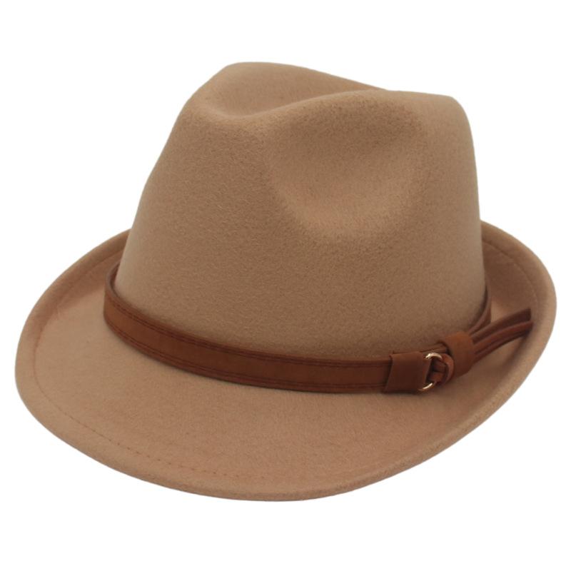 Wool Top Hat British Felt Hat Gentleman'S Small Brim Simple Classic Jazz Hat Panama Hat
