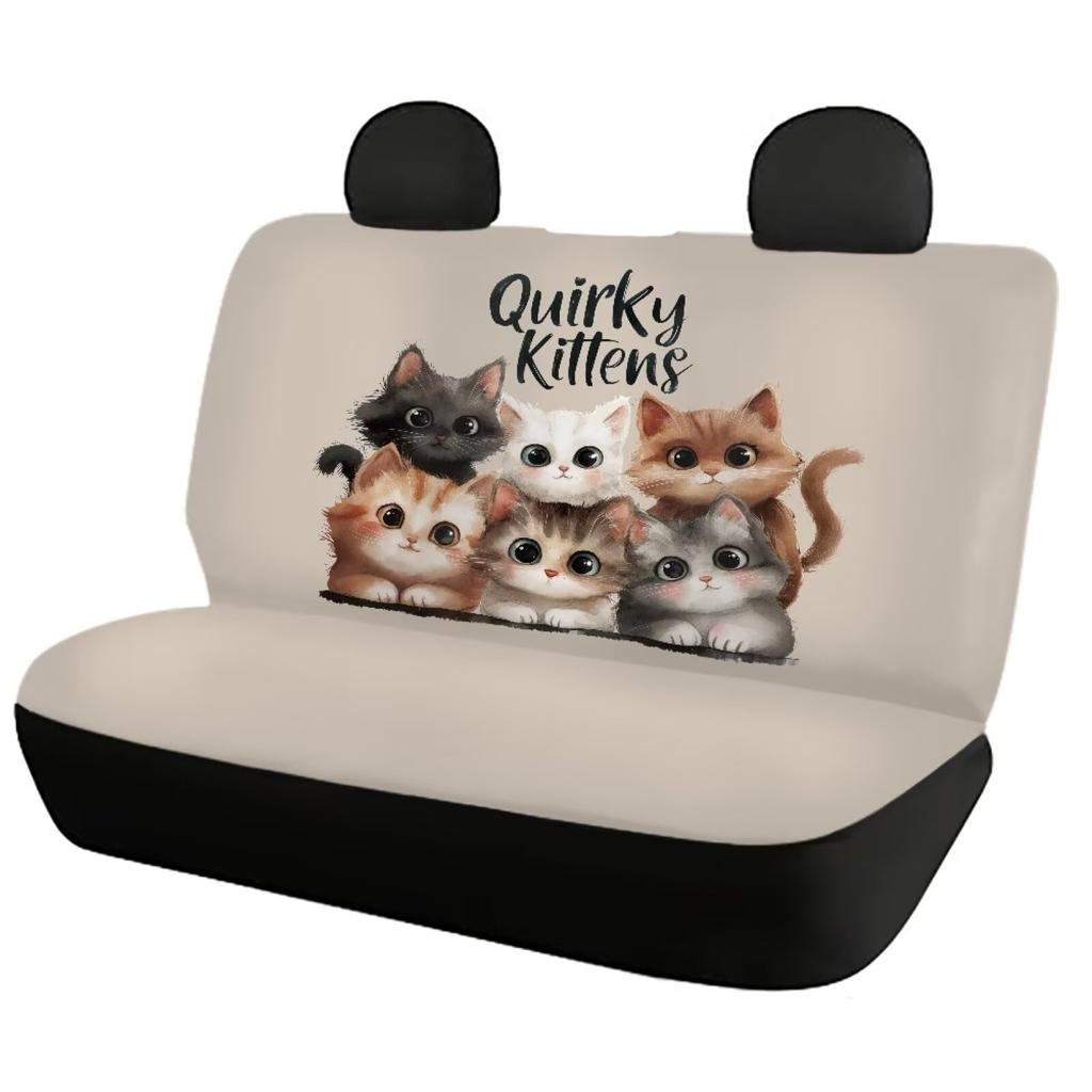 BIGCARJOB Cute Cat Seat Car Seat Covers with Animated Cat Universal Full Seat Stretch Car For a Comfortable Suitable for Light and Standard Cars