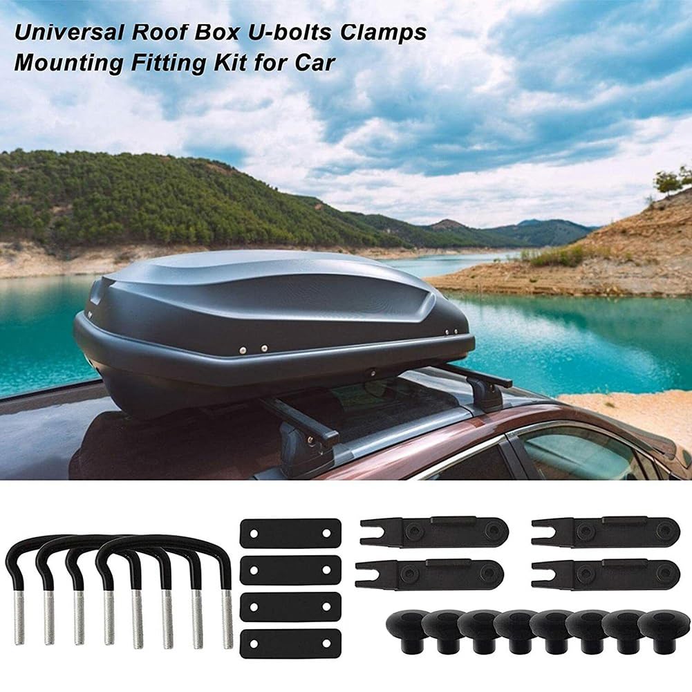 Gkikirty Roof Box U Bolt Clip Roof Rack U Bracket Luggage Accessories Kit for Car