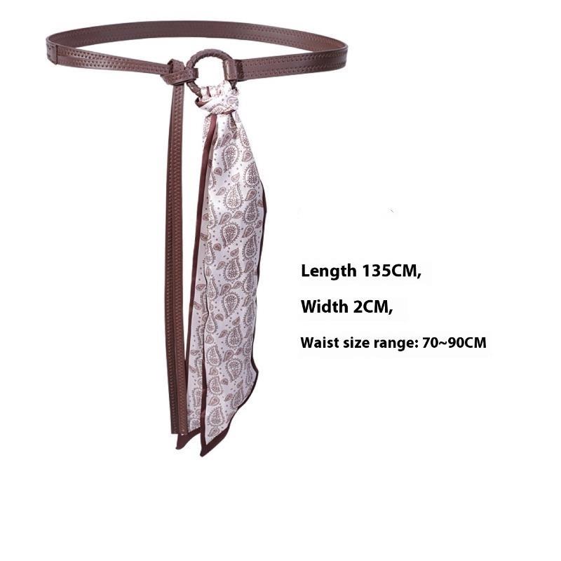 Y2K Punk Girls Scarf Waist Belt Retro Pu Leather Women'S Belt Bohemian Style Silk Scarf Waist Rope Trendy Jeans Dress Decorative