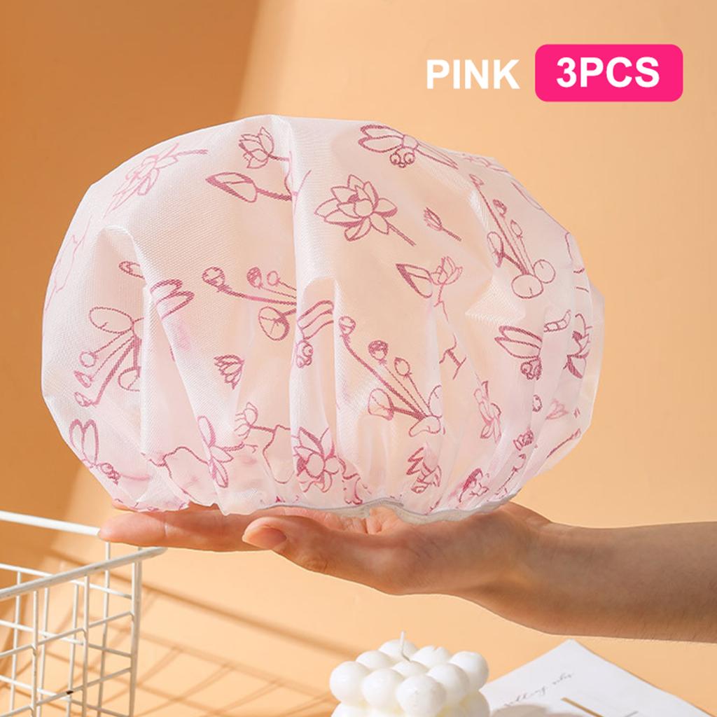 3dílná opakovaně použitelná sprchová čepice s gumičkou, vodotěsná a zesílená koupací čepice pro ženy, ideální pro kadeřnictví a domácí použití