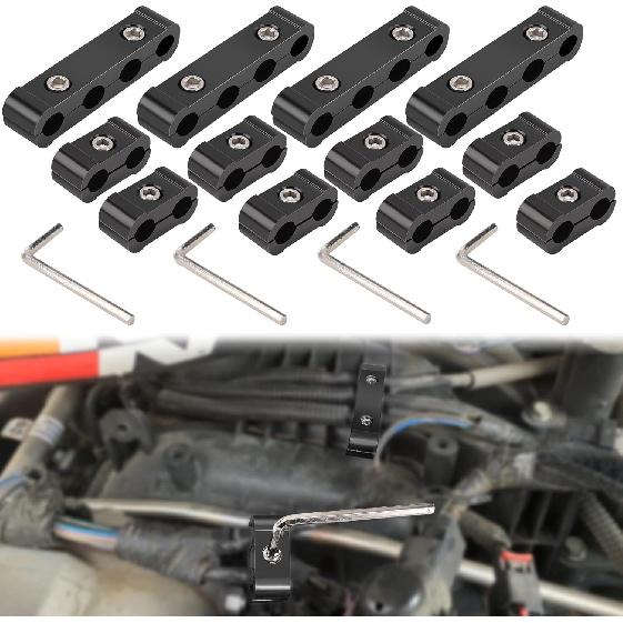 12pc Engine Spark Plug Wire Separator Divider & 8pc Spark Plug Wire Boots Protector Heat Sheild Sleeve 8mm 9mm 10mm Spark Plug Wire Clamp Holder