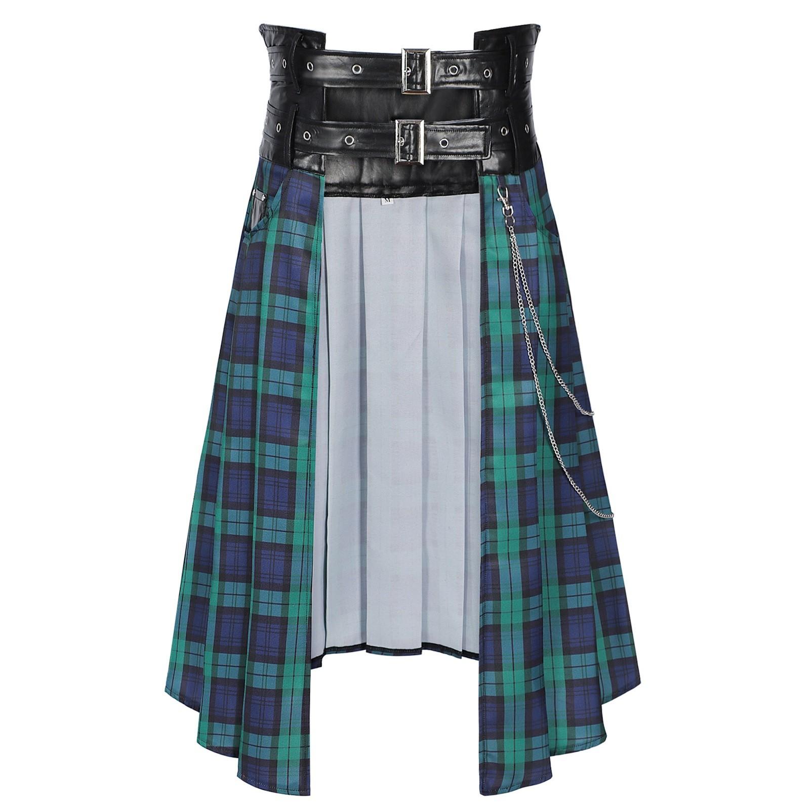 

Юбка в складку Юбка в готическом стиле Клетчатая юбка Мужская юбка XL синий