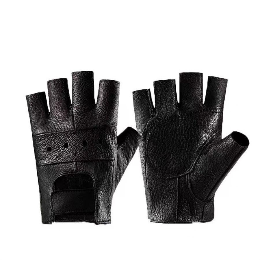

Men s Leather Half Finger Driving Gloves, Breathable Non-Slip Gloves for Motorcycles, Cycling, Outdoor Sports L чёрный
