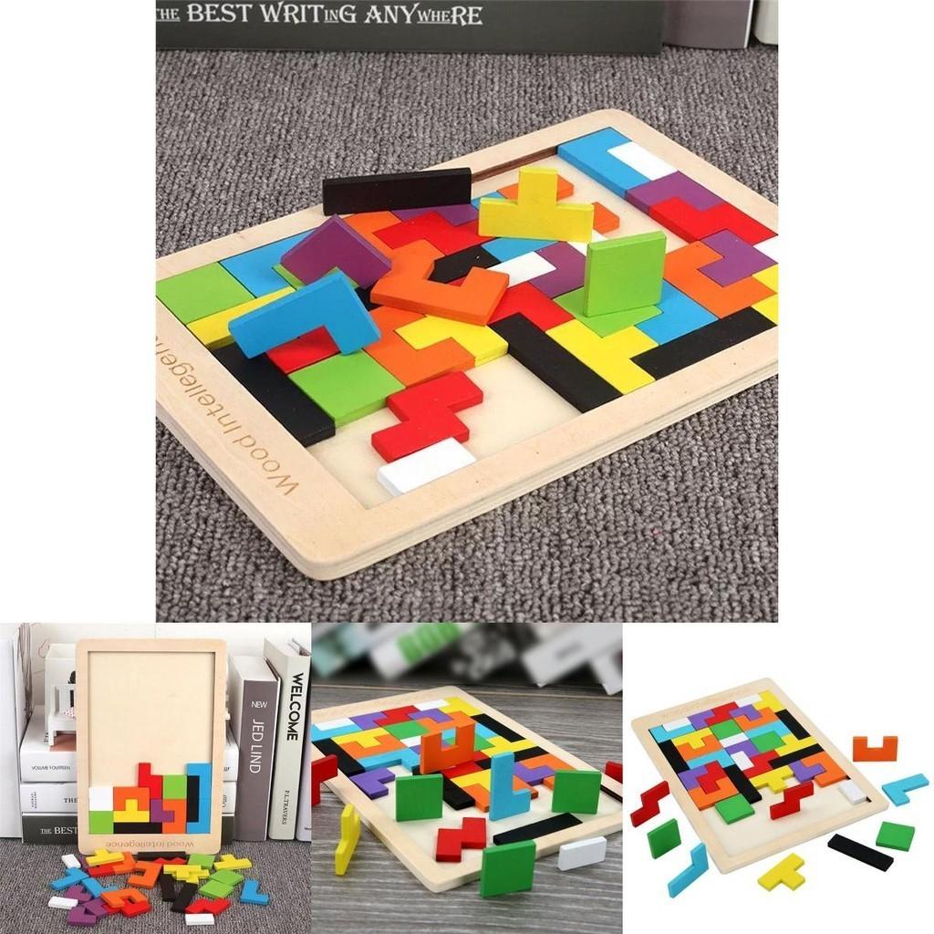 Fesselndes buntes Holz-Tetris Lernspielzeug für Kinder im Alter von 3 bis 8 Jahren