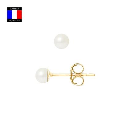Compagnie Générale Des Perles - Genuine Cultured Pearl Earrings 4-5 Mm 18 Cts Gold - Poussettes System - Women's Jewelry