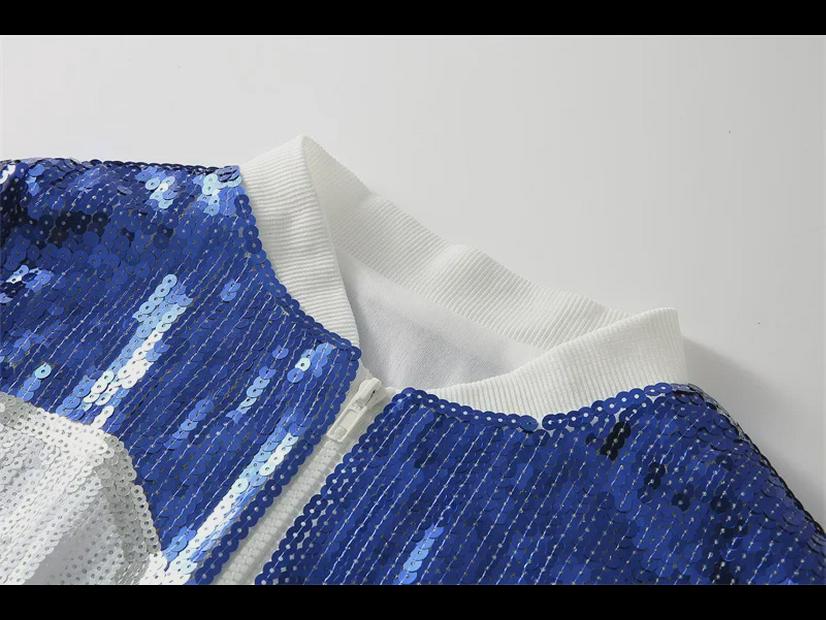 Women's Short, Versatile Sequin Jacket with Raglan Long Sleeves - European Style 2025
