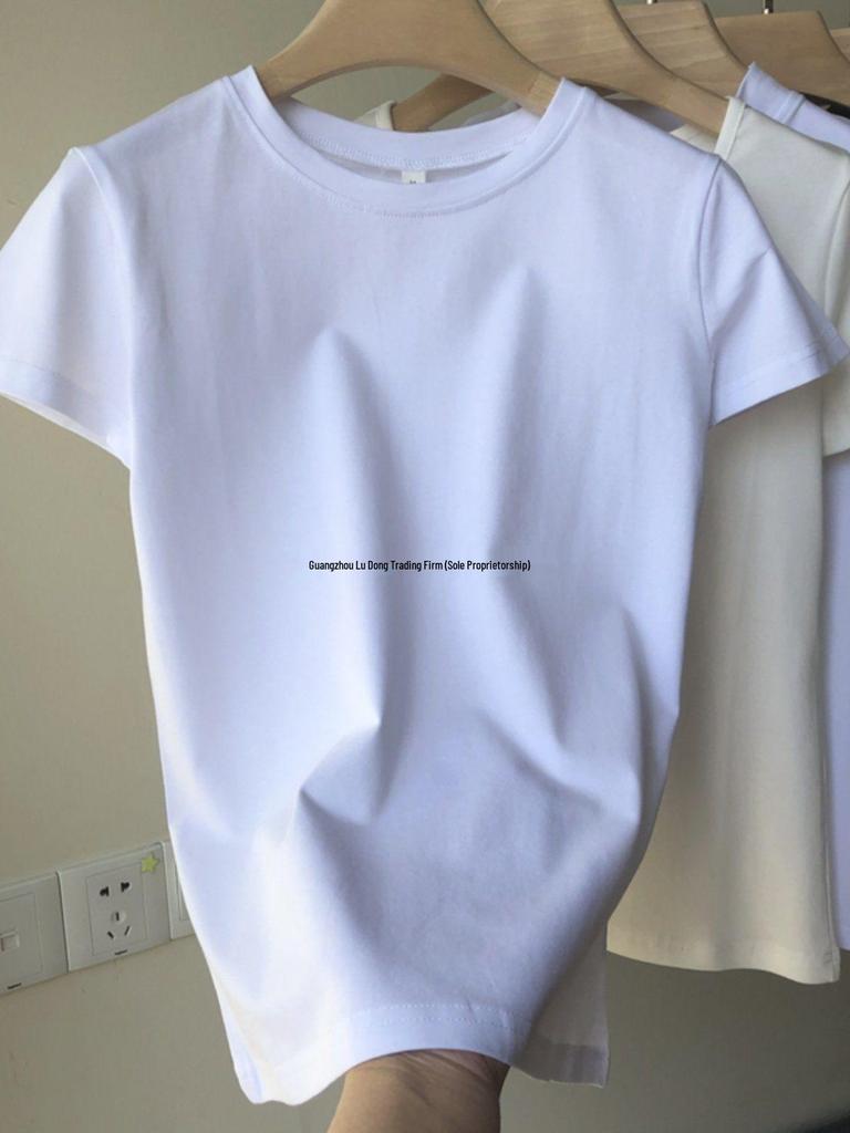 Women's Trendy Cotton Short-Sleeve Tee - Loose Fit, Solid Color, Korean Style, Summer 2025