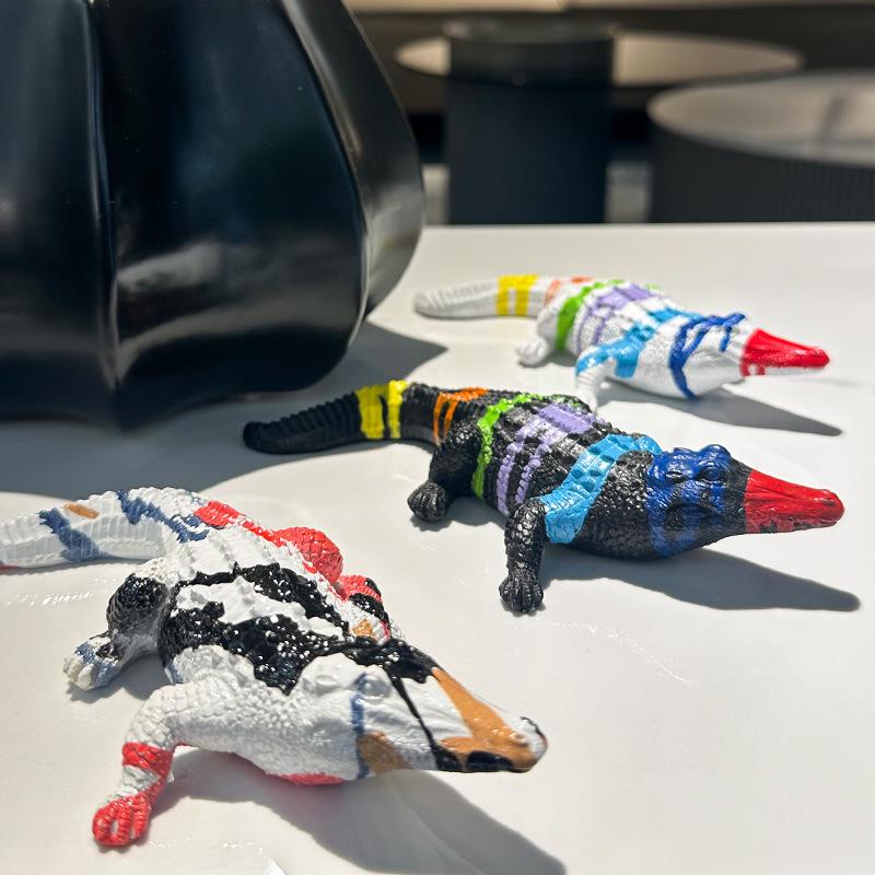 Colorful Resin Crocodile Ornament for Living Room or Office Decor