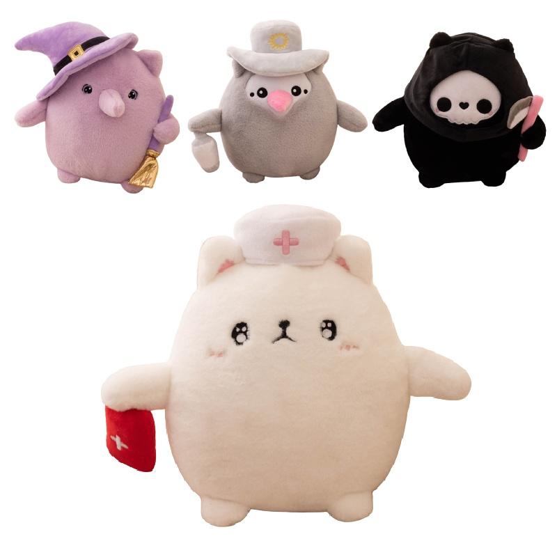Dark Cat Series Plush Toys For Halloween Witch, Nurse, Death, And More