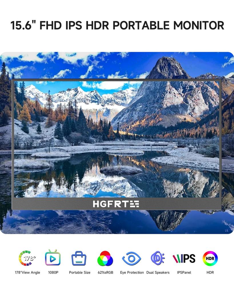 Mobile Monitor Inch Mobile Display with Lightweight IPS LCD Panel Gaming Monitor Switch Monitor Travel Monitor 60Hz HDMI Speaker No Power Adapter