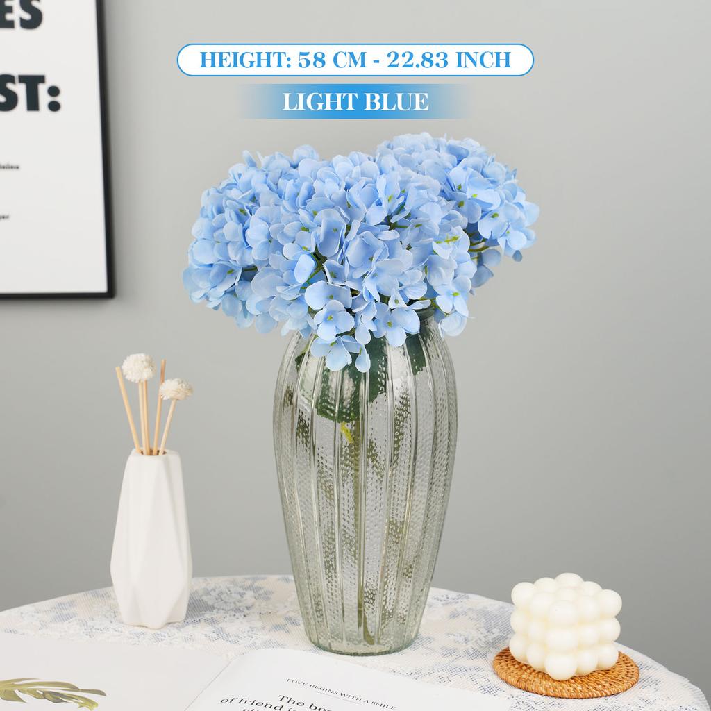 58cm Heads Hydrangea Bouquet Silk Artificial Flowers for Party Wedding Living Room Home Decoration Accessories