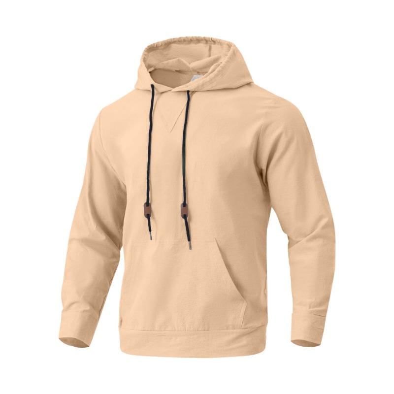 Men S Linen Cotton Blend Hooded Sweatshirt Loose Fit Casual Autumn Top