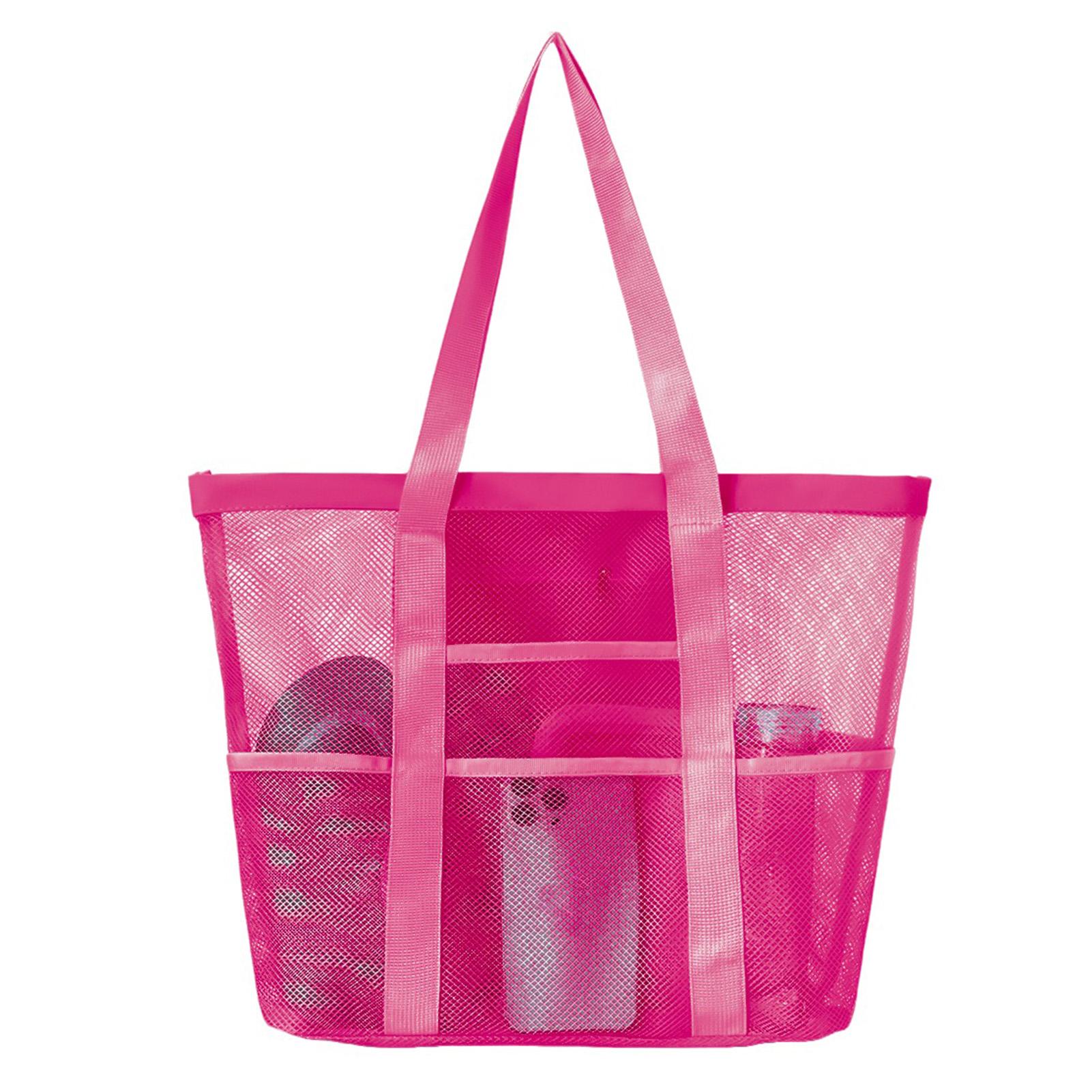 

Travel Beach Tote Bag With Multi Pockets Handheld Cosmetic Zipper Pouch For Family Vacation-Essentials