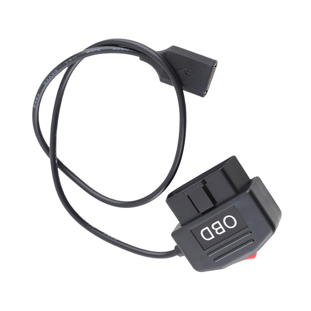 48cm 18.9in OBD Power Adapter Cable with Switch Button ACC Mode Low Voltage Protection for Dash Camera Phone Charging