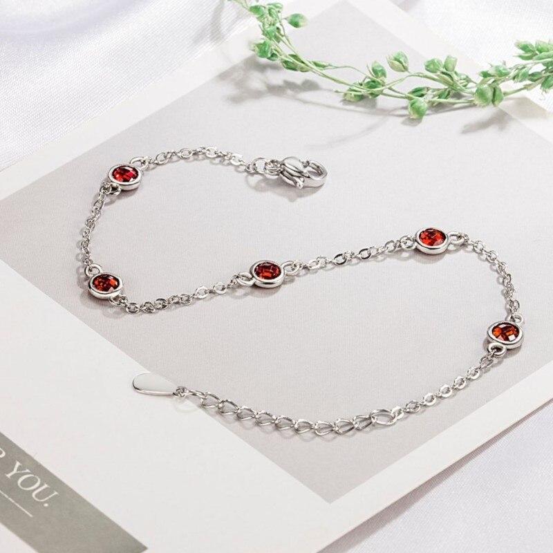 ANENJERY Colorful Geometric Crystal Zircon Chain Bracelet Female Simple Sweet Hand Jewelry