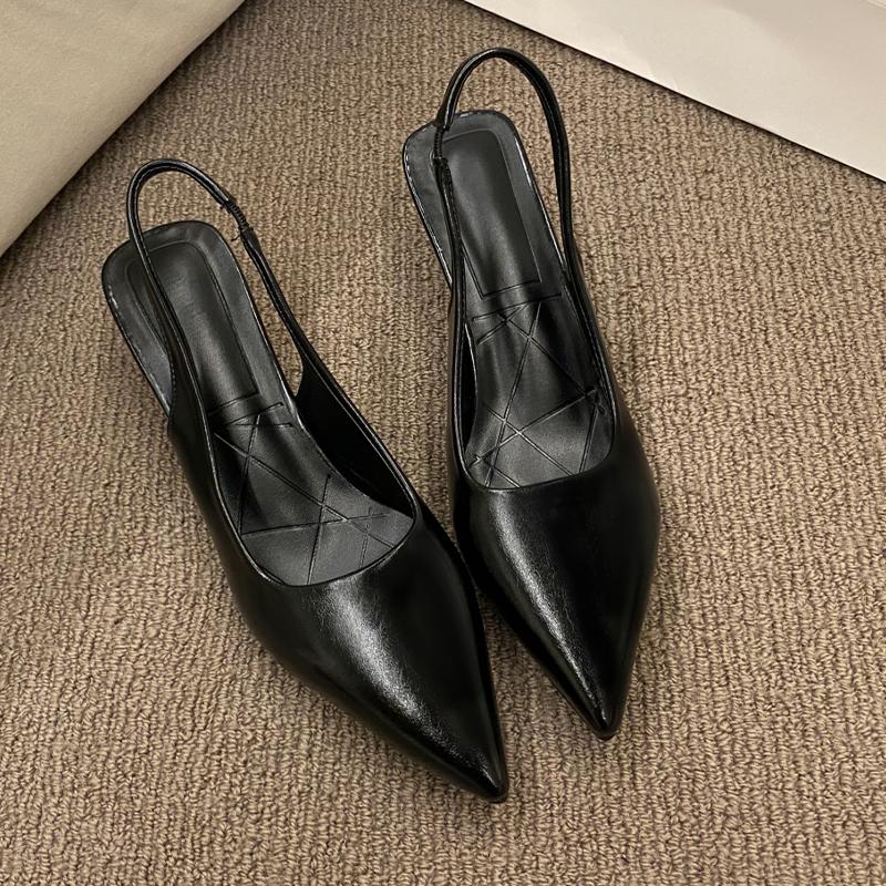 

Женские босоножки с острым носком, летние элегантные туфли на среднем каблуке, сексуальные женские туфли-лодочки 2025, дизайнерские брендовые женские туфли 41 чёрный