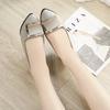 Shoes Women Women Sequins Shallow Square Buckle Slip On Low Heel Shoes Pointed Single Shoes Lady Leather Thick Single