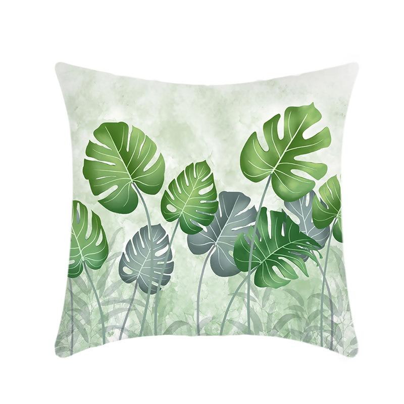 New Nap Pillow Green Leaves Sofa Plush Pillow Case Home Summer Cushion