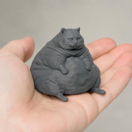 Adorno de Gato Duradero Figurina Gordita Impresa en 3D, Estatua Moderna Sentada para Modelo Decorativo Decoración de Escritorio, Adorno Coleccionable con Forma de Animal, Regalo para Amantes