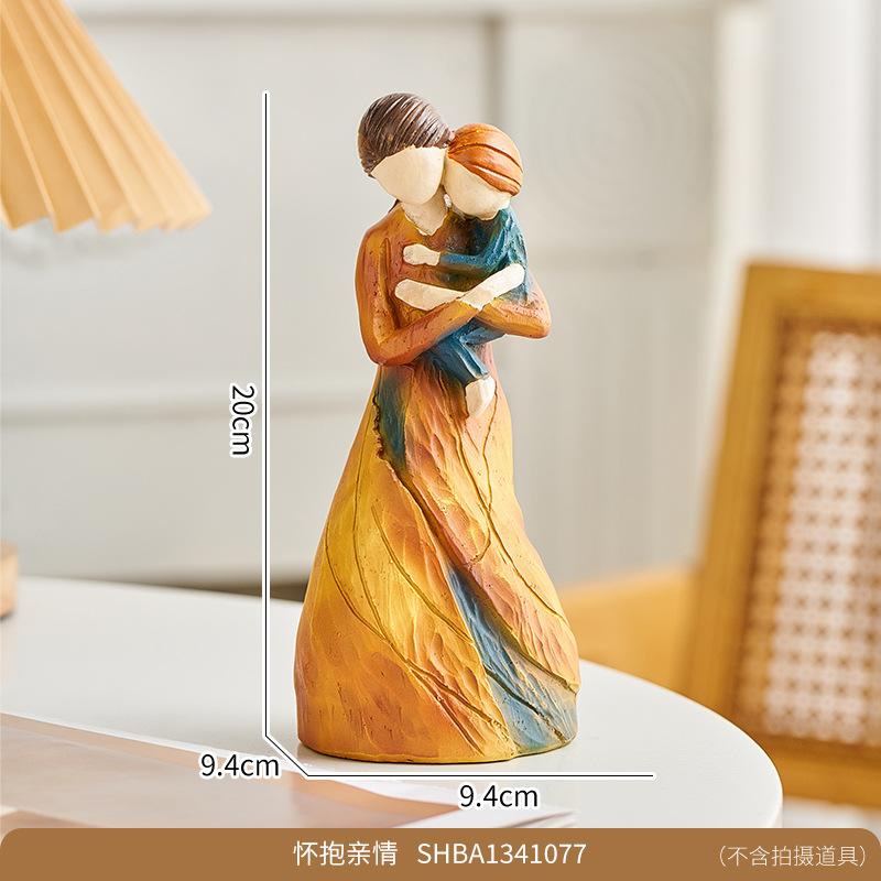 Creative Imitation Woodcut Angel Figure Statue Resin Mother and Child Figurine Home Desktop Decoration Christmas Accessories