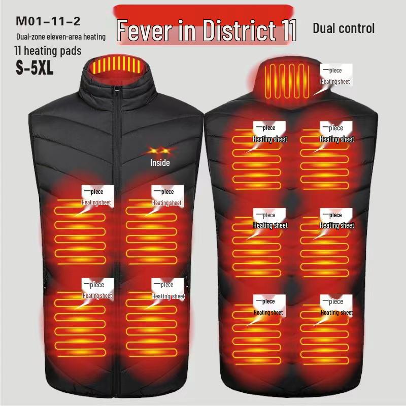 Herren Beheizbare Stehkragenweste mit USB-betriebenem Kohlefaser-Heizsystem