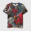 Newest Demon Samurai Mask Sakura 3D Print T shirts For Men/Women Crew Neck Short sleeve Top Fashion Oversized Punk Style T shirt