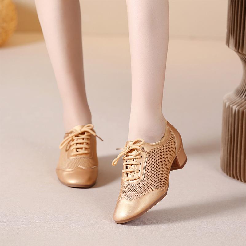 Scarpe da Danza Latina in Rete da Donna Scarpe da Insegnante Sneakers da Jazz Altezza Tacco 3,5 cm