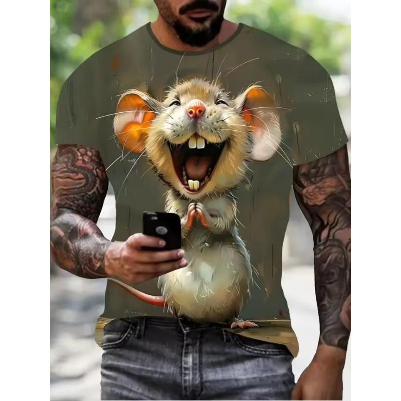 

Мужская забавная футболка с 3D-принтом животных, уличная повседневная, на каждый день, с коротким рукавом, топы, лето, круглый вырез, мужская одежда XXL
