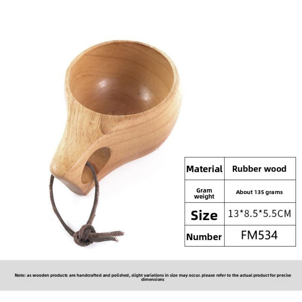 Rubber Wood Cup Creative Nordic Lanyard Milk Cup Handle Coffee Cup Wooden Water Cup