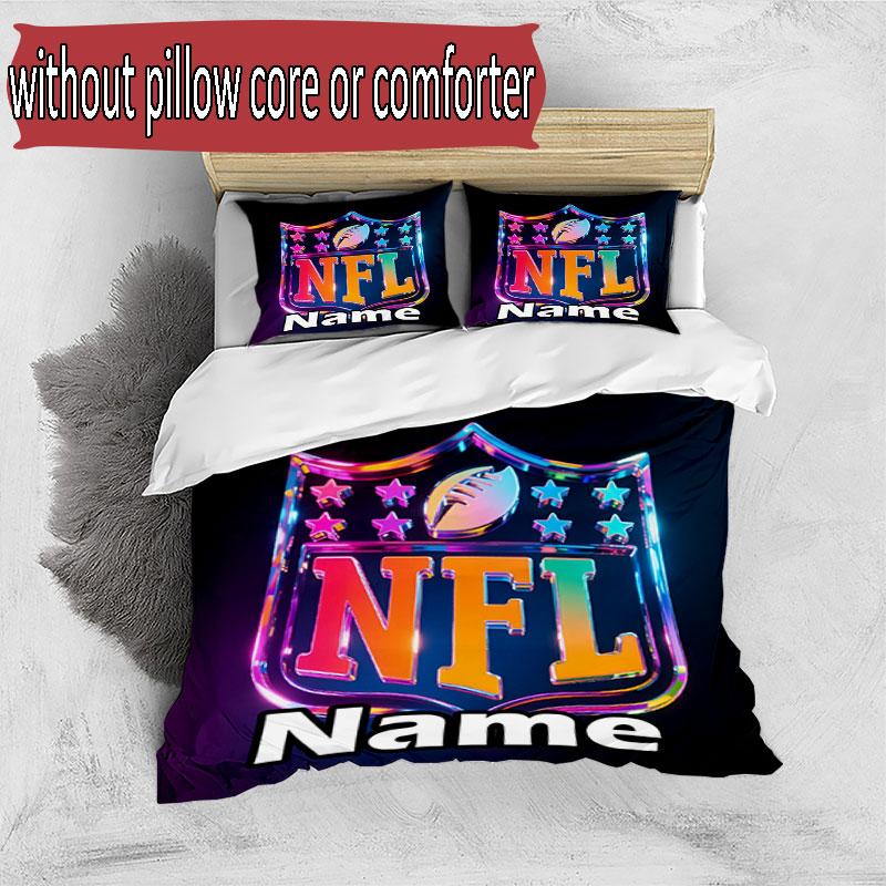 3pcs Duvet Cover Set (1*Duvet Cover + 2*Pillowcase, Without Core), Custom Name NFL Pattern Bedding Set, Home Bedroom Decor Gift
