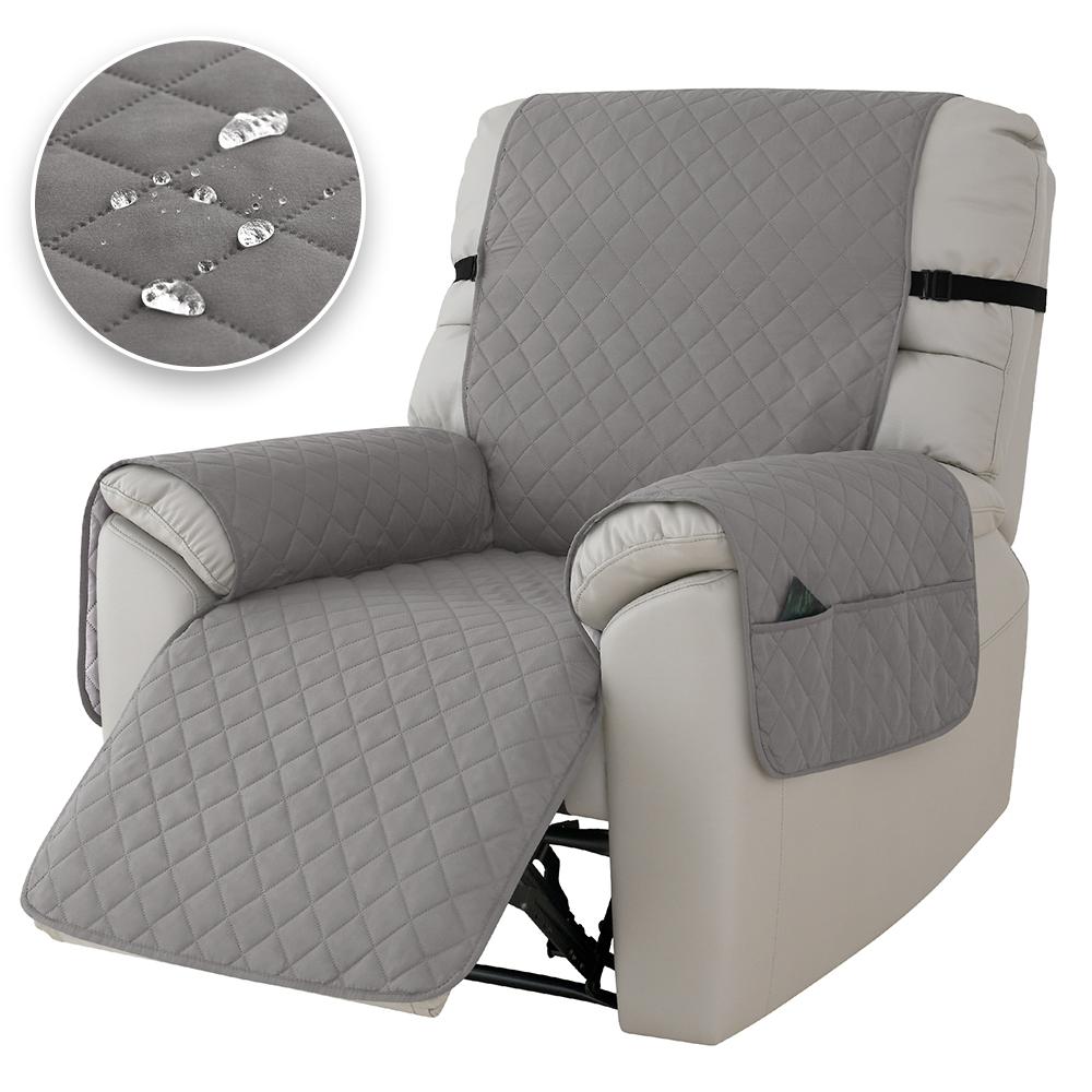 

1 Seat Waterproof Sofa Cover Solid Colors Non-Slip Recliner Chair Cover Sofa Slipcover with Pockets Armchair Case Home Decor 1pc
