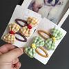 Lovely Flower Hair Clip Plaid Bow Snap Clip Non Slip Wrapped Hairpins for Kids
