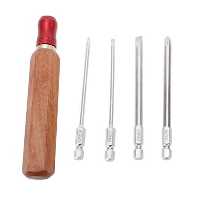 Fast Change Screwdriver Bits Non Slip Wooden Handle 6mm 3mm Slot PH2 PH0 Crossed Bit for Home and