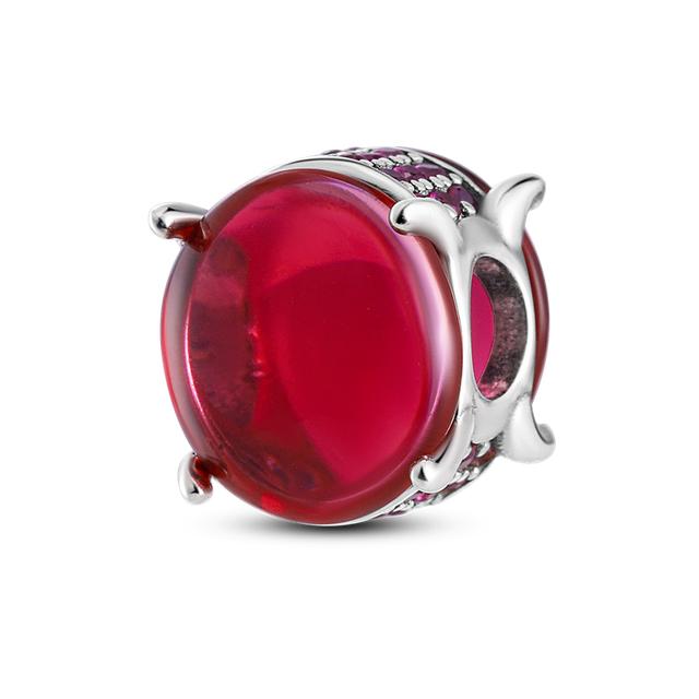 925 Silver Colorful Round Inlaid Zircon Charms Beads Pendant Fit Bracelet 925 Silver Jewelry Gift