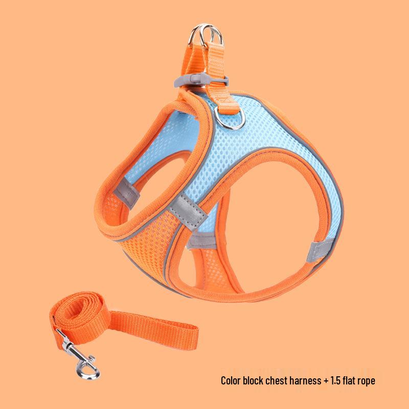 Reflective Nylon Vest-Style Dog Harness and Leash Set