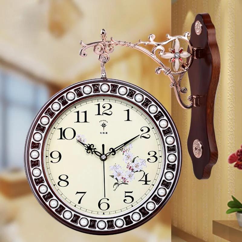 

Double-Face Large Wall Clock - Vintage Digital Design, Mechanism Operation, Room Decor Accessory, Modern Home Decoration Timepie