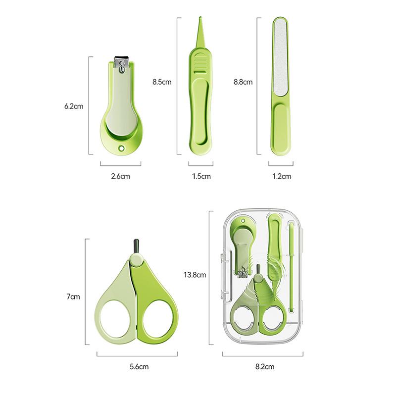 Baby Nail Kit 4 In1 Newborn Safety Nail Clippers Tweezer Kids Manicure Pedicure Set With Case Portable Baby Care Utensils