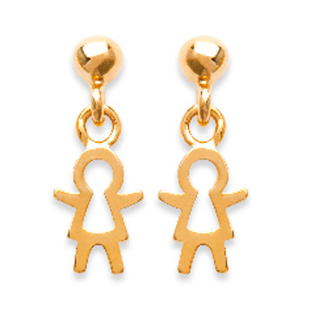 Les Trésors De Lily [M7612] - Gold Plated Earrings 'Girls' Golden - 15x6 Mm