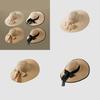Women's Wide Brim Straw Hat With Bow Beach Sun Hat Uv Protection Korean Style