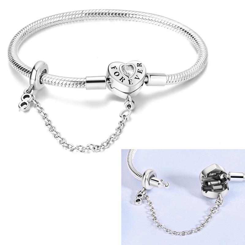 S925 Sterling Silver Bracelets 17-20CM Original Leaf Clover Butterfly Heart Bracelet Fit DIY Charms Beads Fashion Women Jewelry