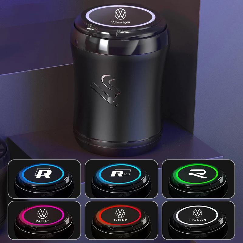 2026 Hot For VW VOLKSWAGEN Luminous Car Ashtray With Led Colorful Atmosphere Light For VW Logo Volkswagen GTI Golf 6 7 8 Polo VW