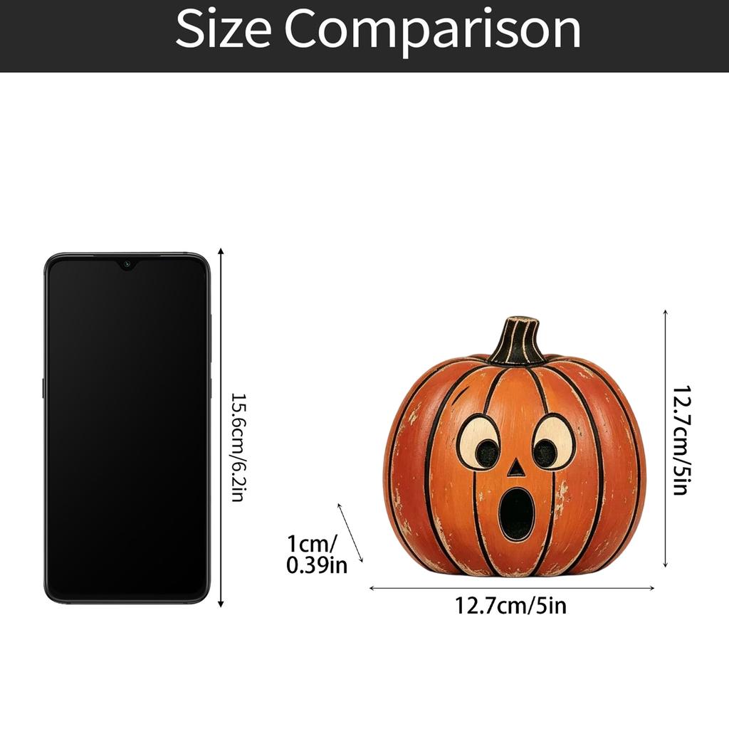2D Vintage Distressed Wooden Pumpkin Halloween Tabletop Decoration