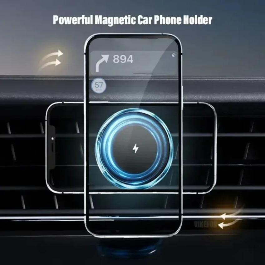 Magnetic Car Phone Holder Rotatable Wireless Charger Type C LED Light for iPhone 16 15 14 13 12 Pro Max Fast Charging Station