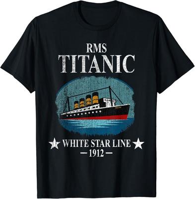RMS TITANIC White Star Line Statek wycieczkowy 1912 Prezent dla Chłopców Dziewcząt Unisex Koszulka