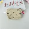 New Corduroy Floral Coin Wallet Women Portable Lipstick Makeup Bag Children's Cute Coin Purse Small Wallet Large Capacity ID Bag