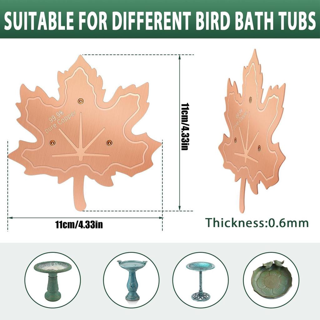 Copper Bird Bath Plate Birdbath Purification Disc with Triple-Point Support All-Season Birdbath Bowl Purifier Plate for Backyard